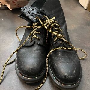 Black leather doc marten combat boots lace up